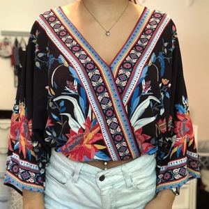 Flying Tomato Black Patterned Blouse